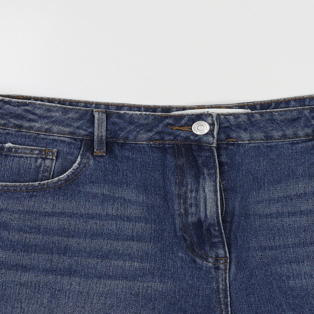 F&F Womens Blue  Cotton Cut-Off Shorts Size 14 L14 in Regular