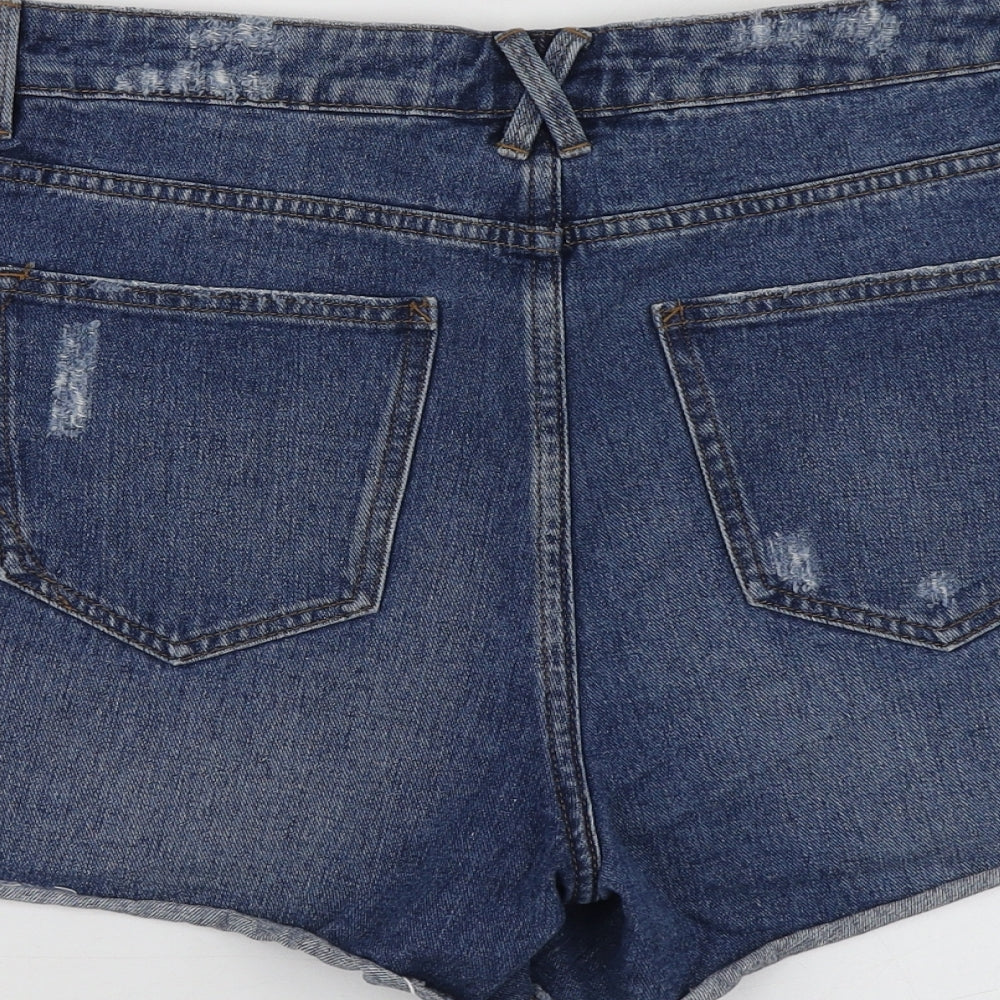 F&F Womens Blue  Cotton Cut-Off Shorts Size 14 L14 in Regular