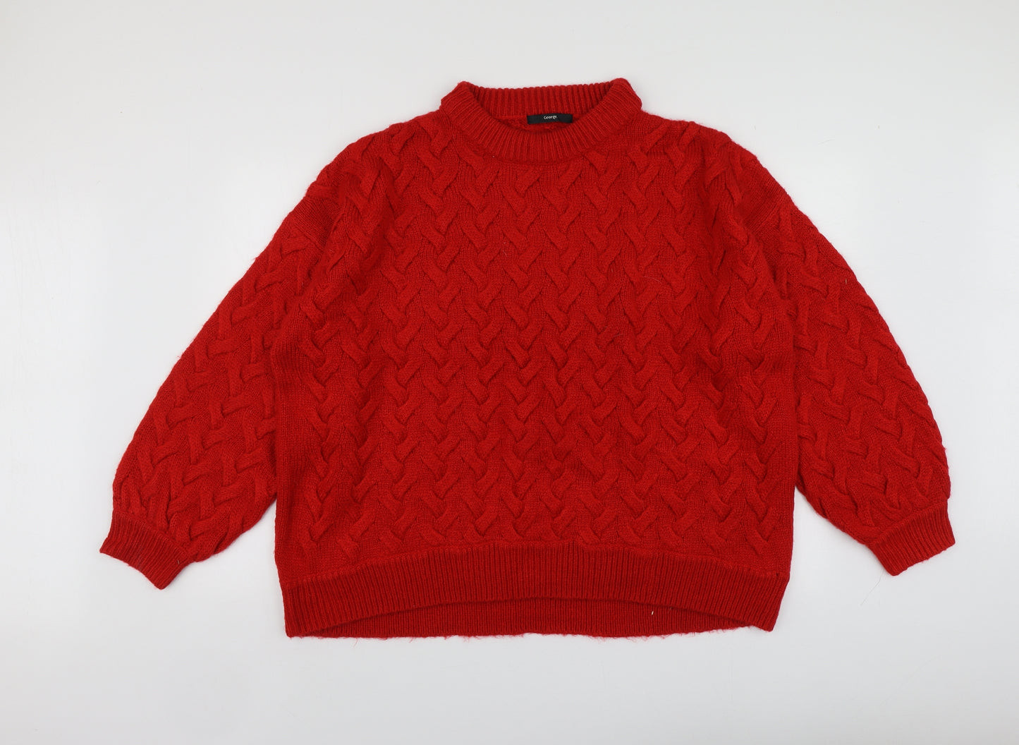 George Womens Orange Round Neck  Acrylic Pullover Jumper Size XL