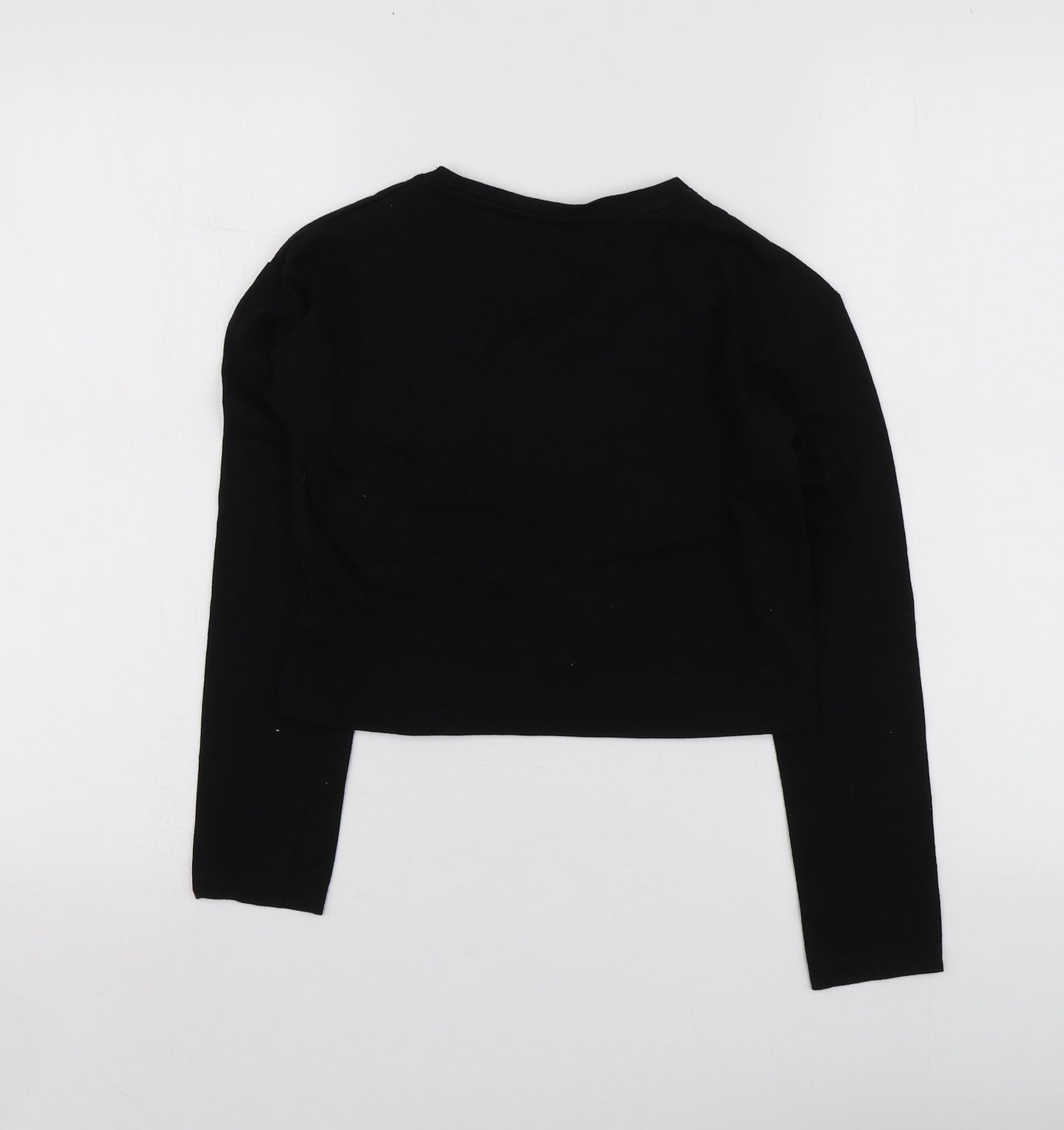 Firetrap Girls Black Geometric Cotton Basic T-Shirt Size 9-10 Years Round Neck