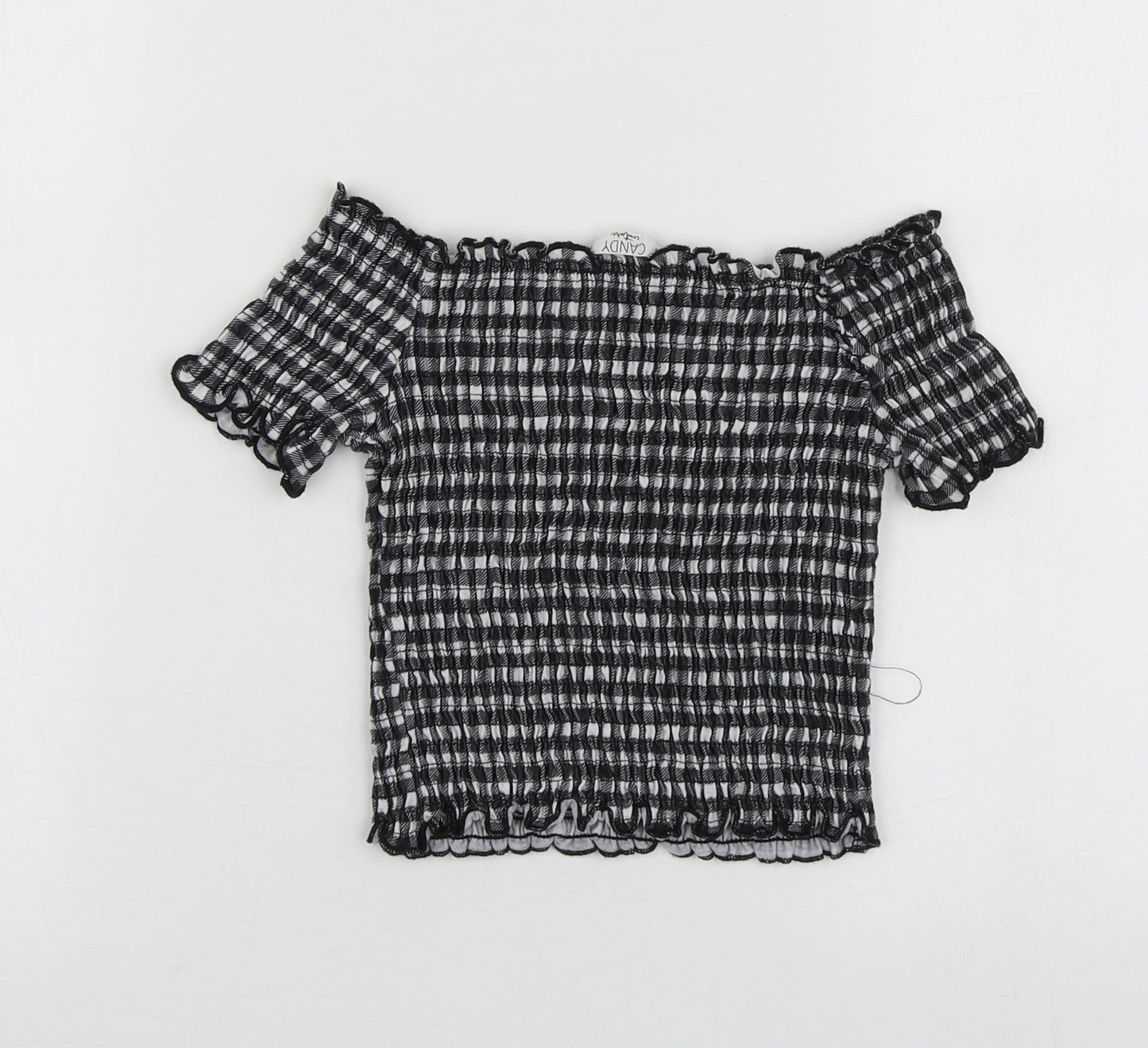 Candy Couture Girls Black Check Polyester Basic T-Shirt Size 11 Years Sweetheart