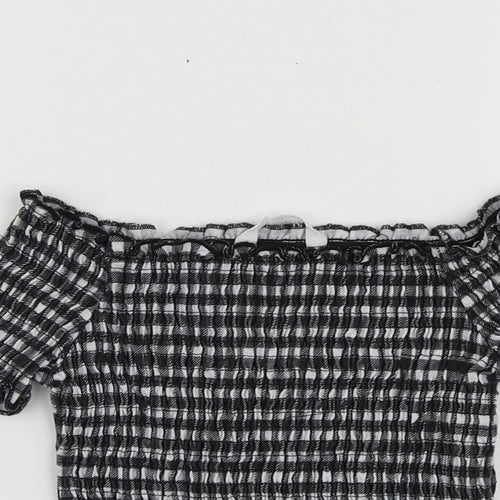 Candy Couture Girls Black Check Polyester Basic T-Shirt Size 11 Years Sweetheart