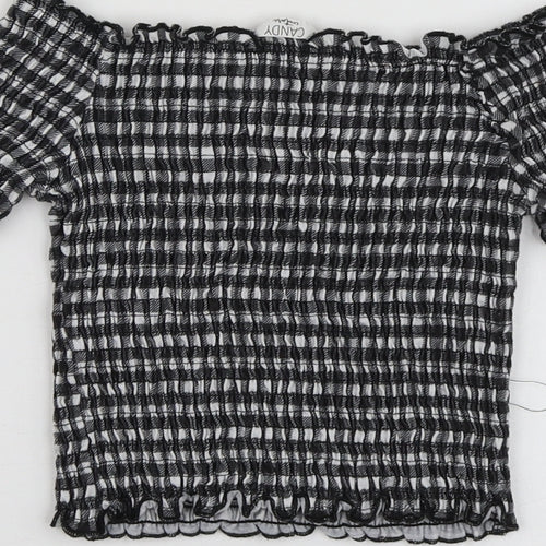 Candy Couture Girls Black Check Polyester Basic T-Shirt Size 11 Years Sweetheart