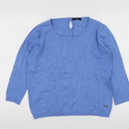 Mango Womens Blue Round Neck  Acrylic Pullover Jumper Size M