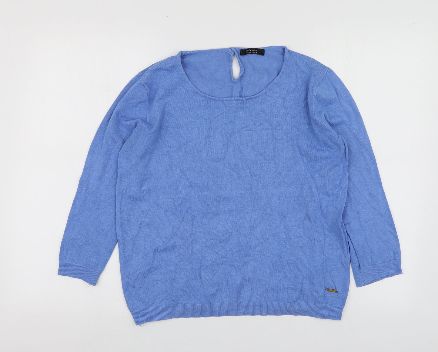 Mango Womens Blue Round Neck  Acrylic Pullover Jumper Size M