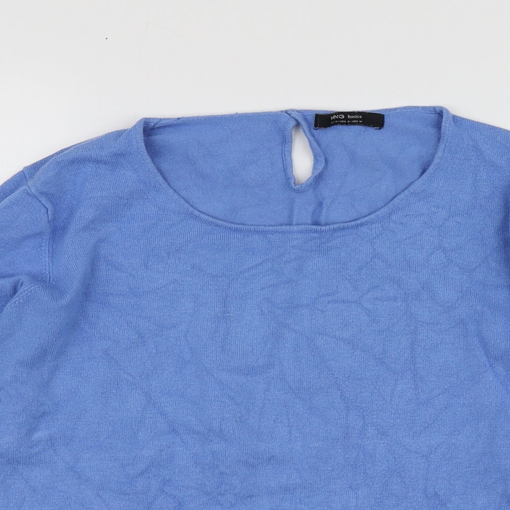 Mango Womens Blue Round Neck  Acrylic Pullover Jumper Size M