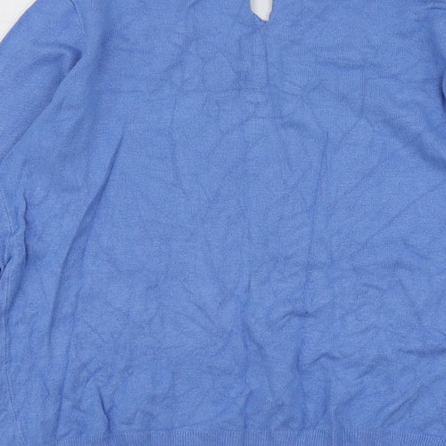 Mango Womens Blue Round Neck  Acrylic Pullover Jumper Size M