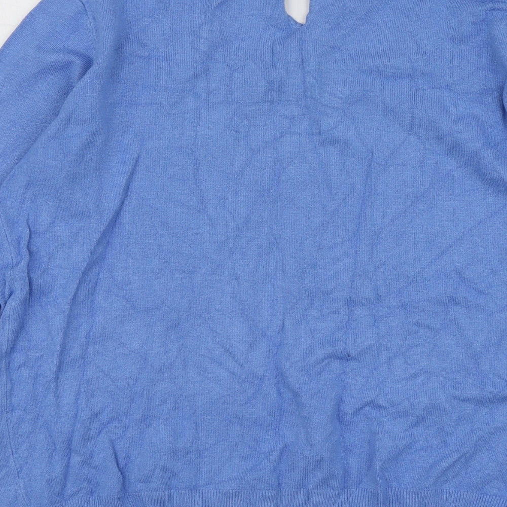 Mango Womens Blue Round Neck  Acrylic Pullover Jumper Size M
