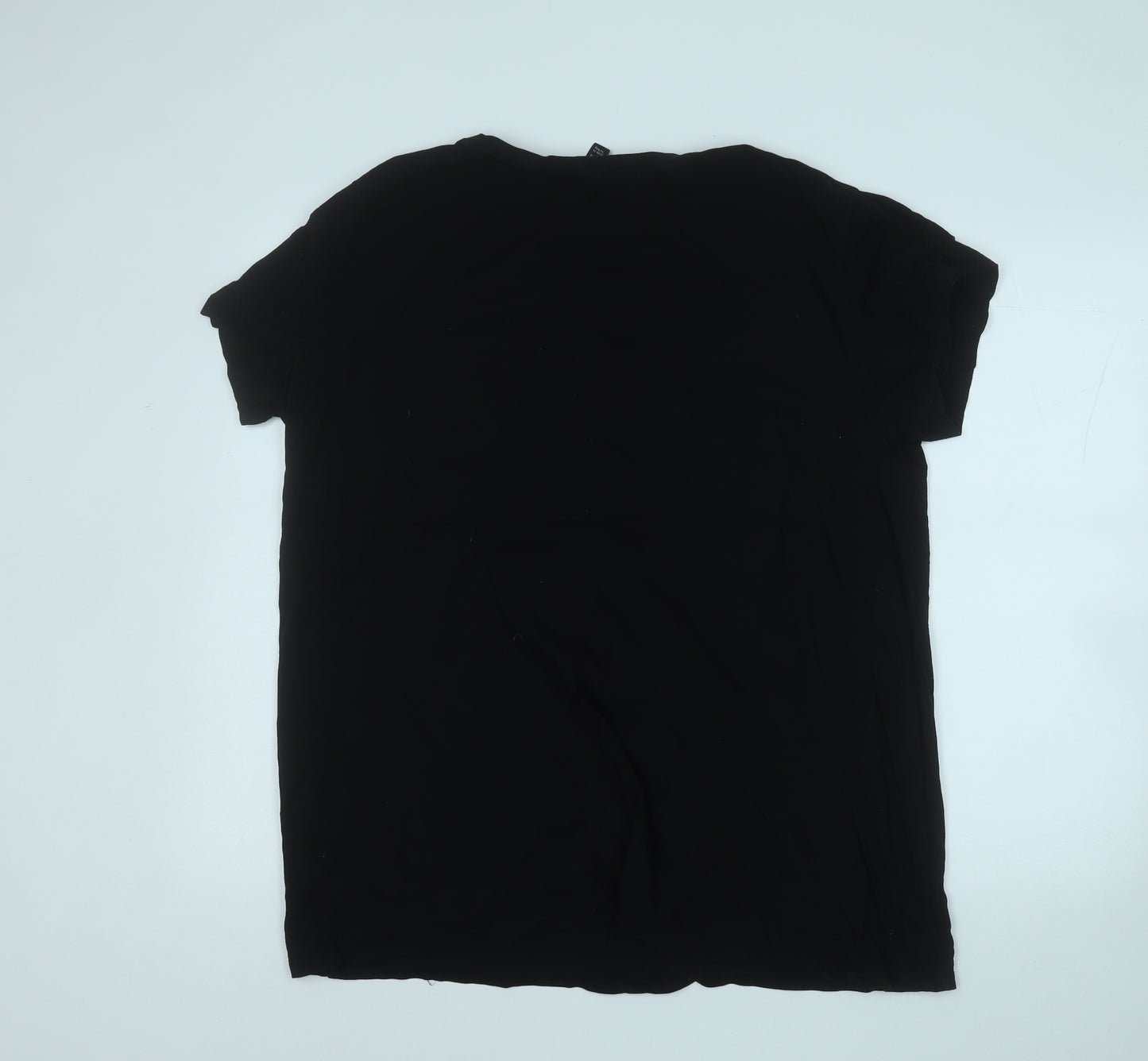 New Look Womens Black  Cotton Basic T-Shirt Size 20 Round Neck - Queen