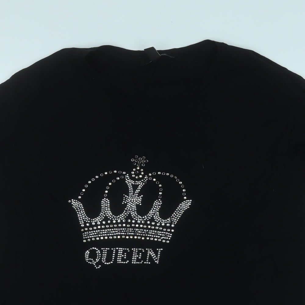New Look Womens Black  Cotton Basic T-Shirt Size 20 Round Neck - Queen