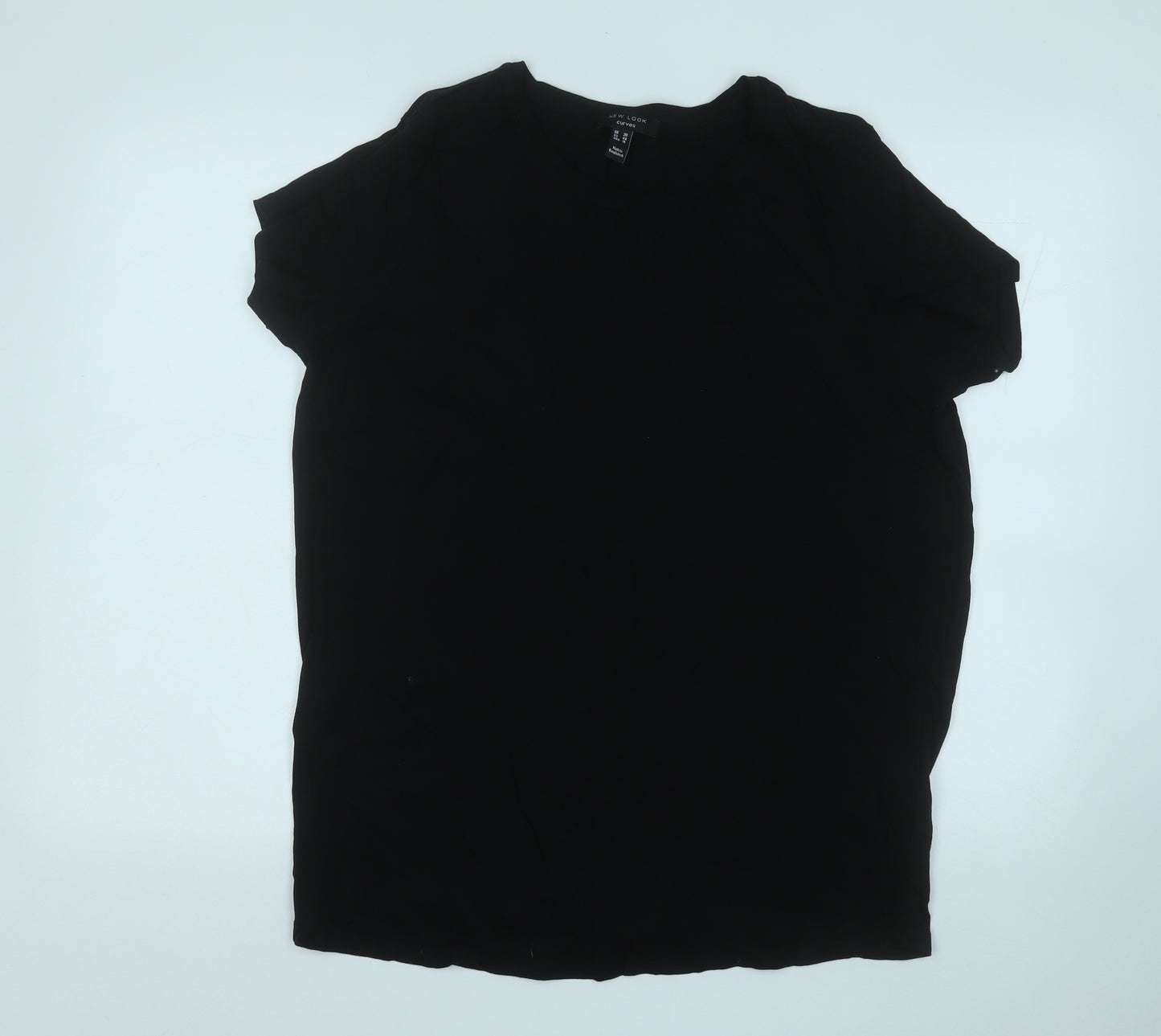 New Look Womens Black  Cotton Basic T-Shirt Size 20 Round Neck