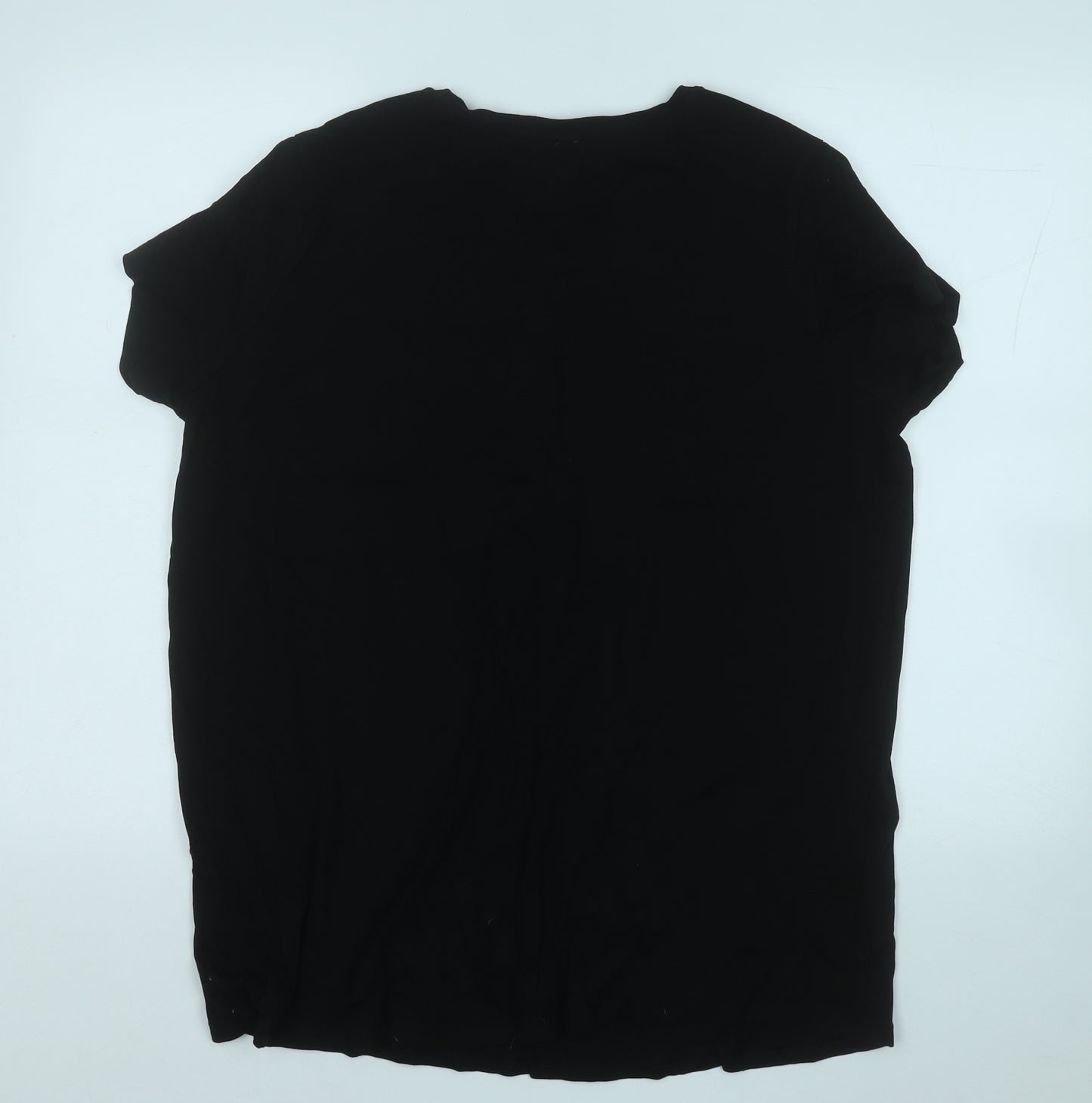 New Look Womens Black  Cotton Basic T-Shirt Size 20 Round Neck