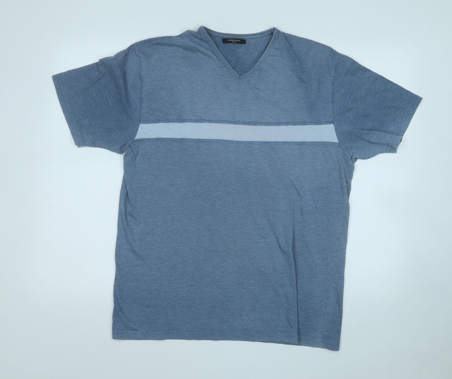 Dunnes Stores Mens Blue  Polyester  T-Shirt Size M V-Neck