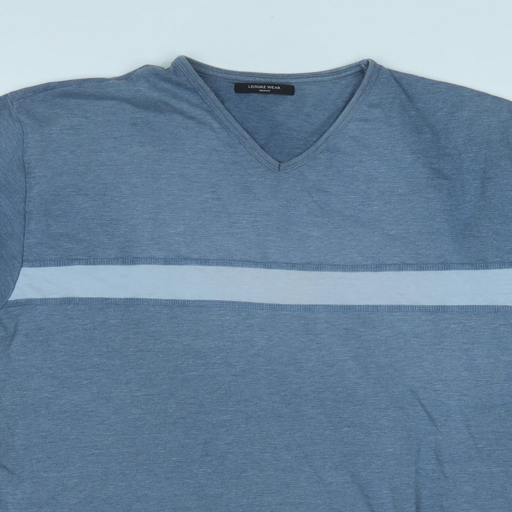 Dunnes Stores Mens Blue  Polyester  T-Shirt Size M V-Neck