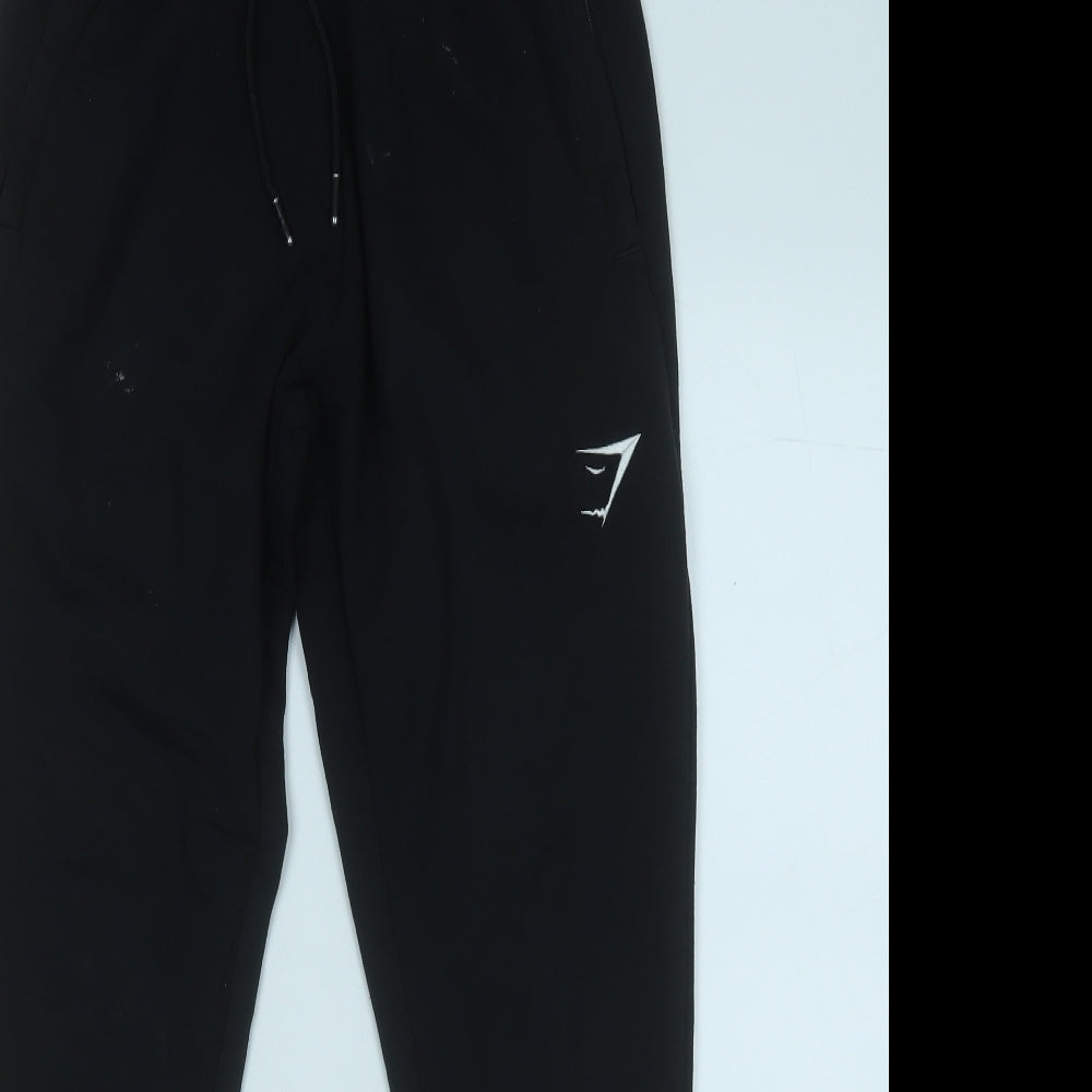 Gymshark Womens Black  Cotton Jogger Trousers Size XS L25 in Regular