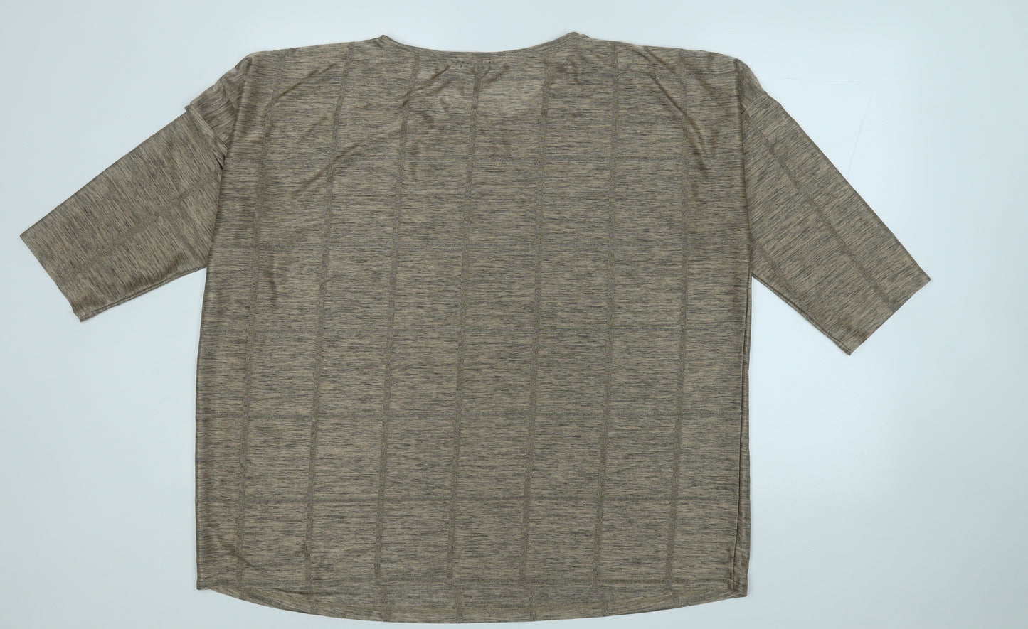 F&F Womens Brown Geometric Acrylic Basic Blouse Size 2XL Round Neck