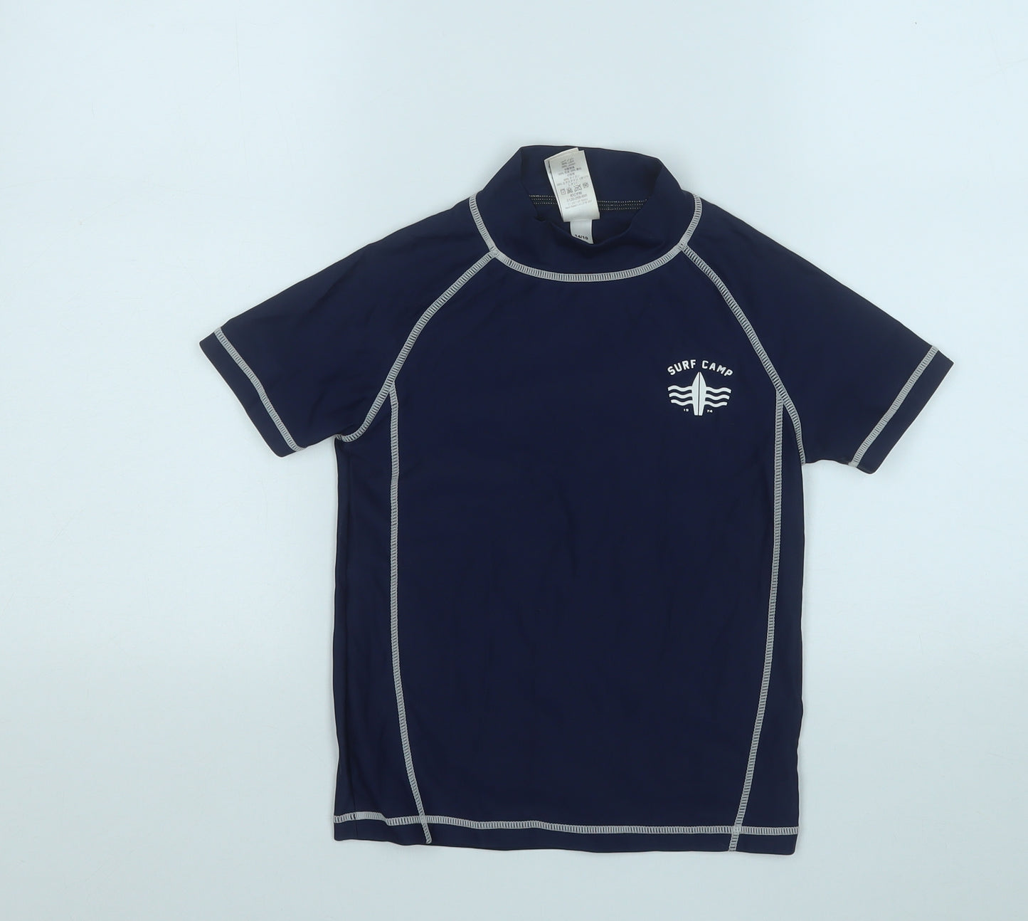 NEXT Boys Blue  Nylon Basic T-Shirt Size 7 Years Mock Neck