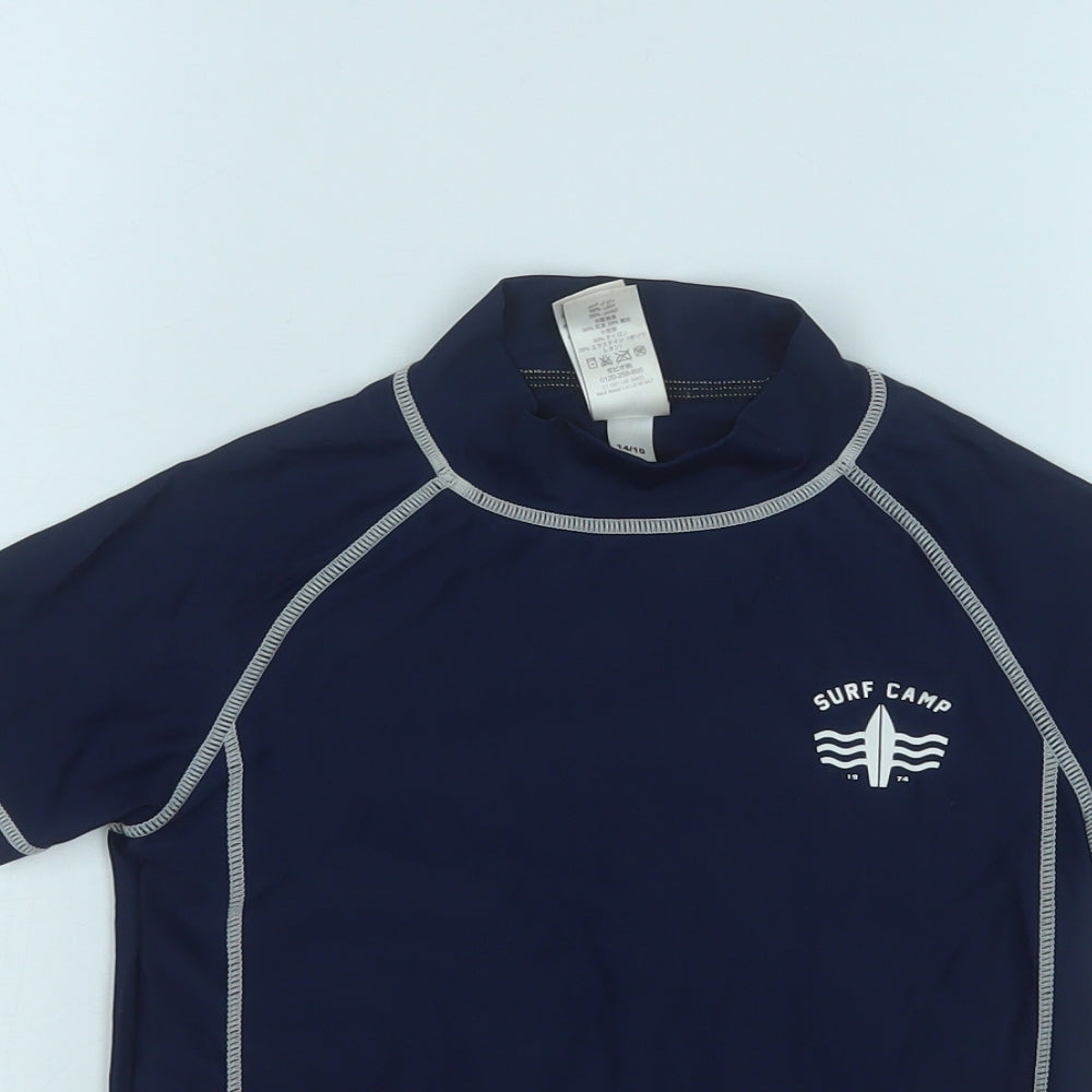 NEXT Boys Blue  Nylon Basic T-Shirt Size 7 Years Mock Neck