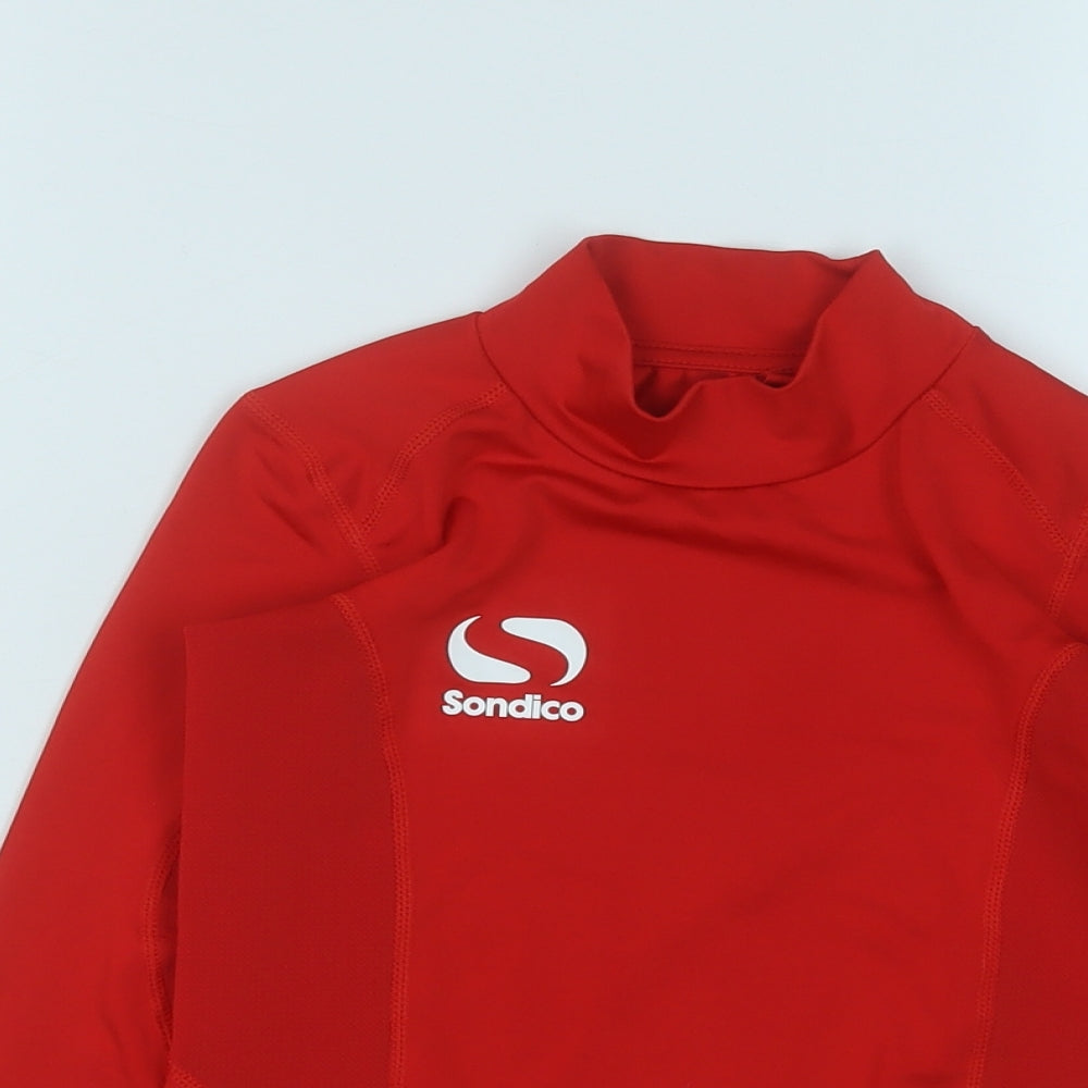 Sondico Boys Red  Polyester Basic T-Shirt Size 7-8 Years Round Neck