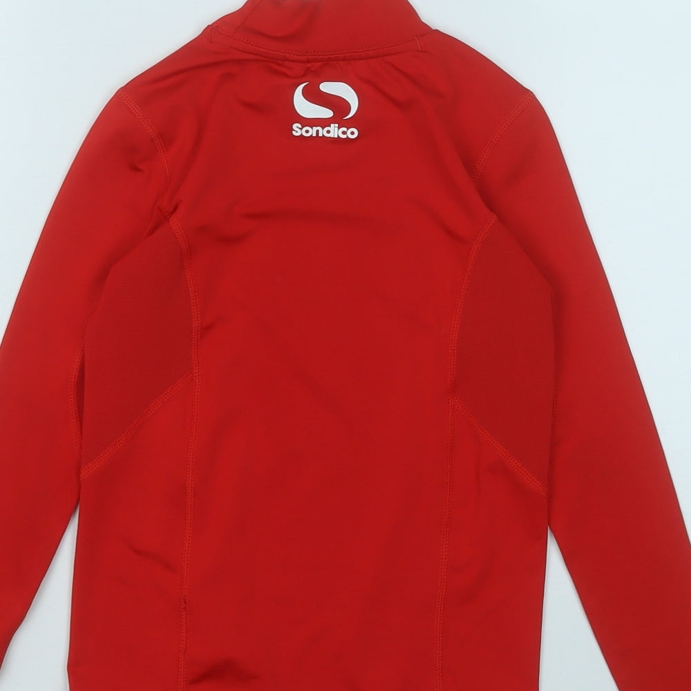 Sondico Boys Red  Polyester Basic T-Shirt Size 7-8 Years Round Neck