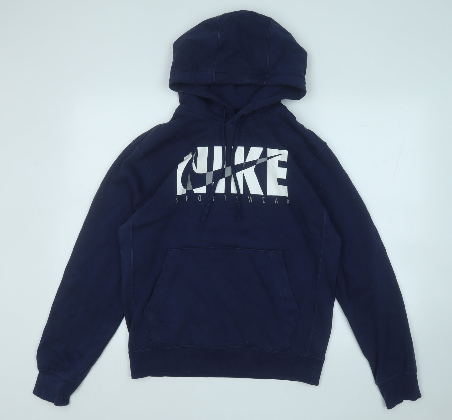 Nike Mens Blue  Cotton Pullover Hoodie Size S