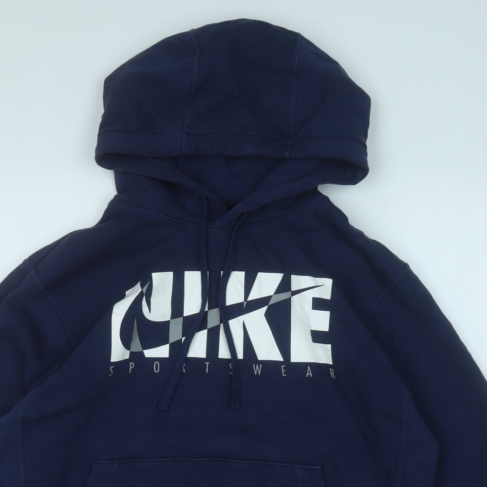 Nike Mens Blue  Cotton Pullover Hoodie Size S