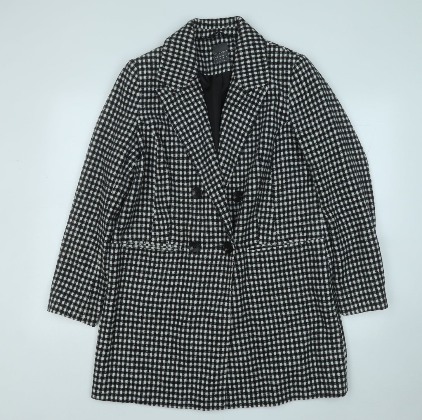 Primark Womens White Plaid  Trench Coat Coat Size 14