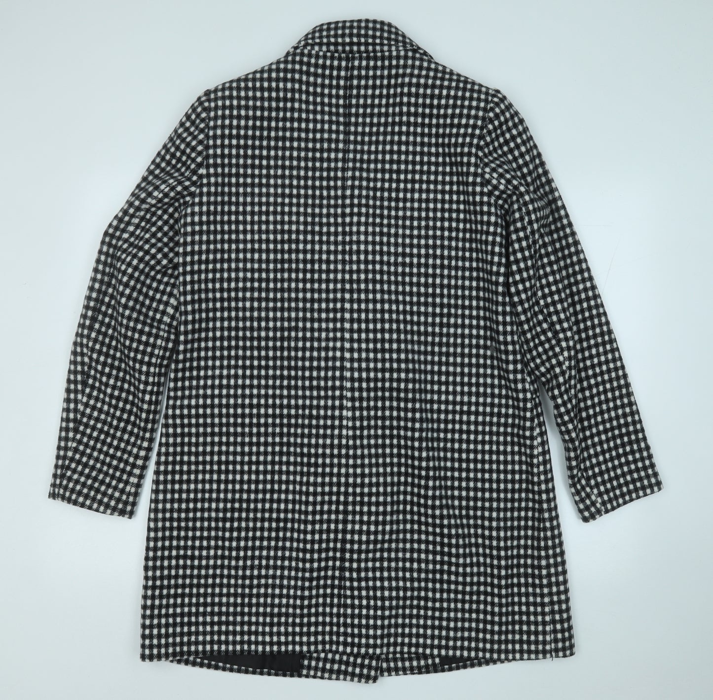 Primark Womens White Plaid  Trench Coat Coat Size 14