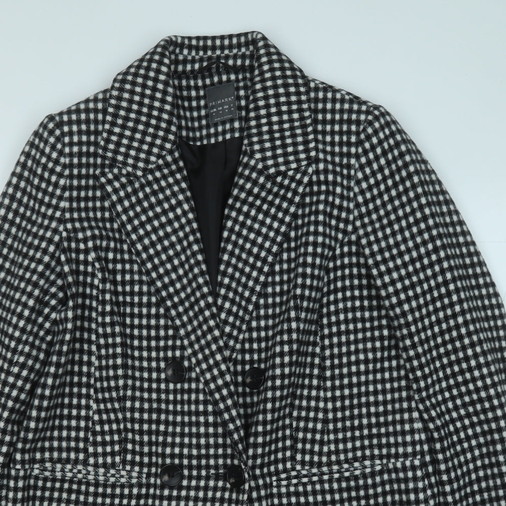 Primark Womens White Plaid  Trench Coat Coat Size 14