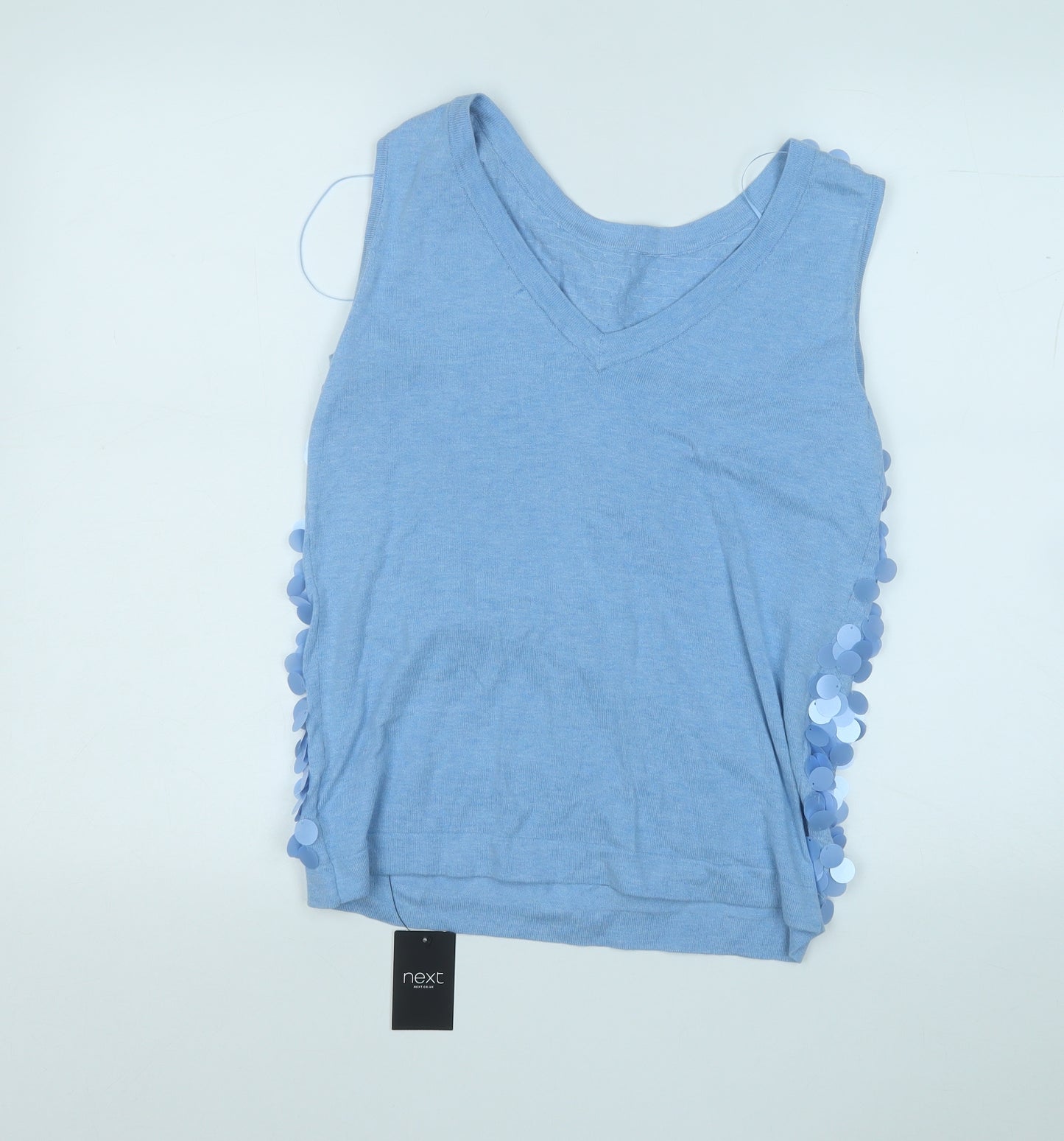 NEXT Womens Blue V-Neck  Viscose Vest Jumper Size 10