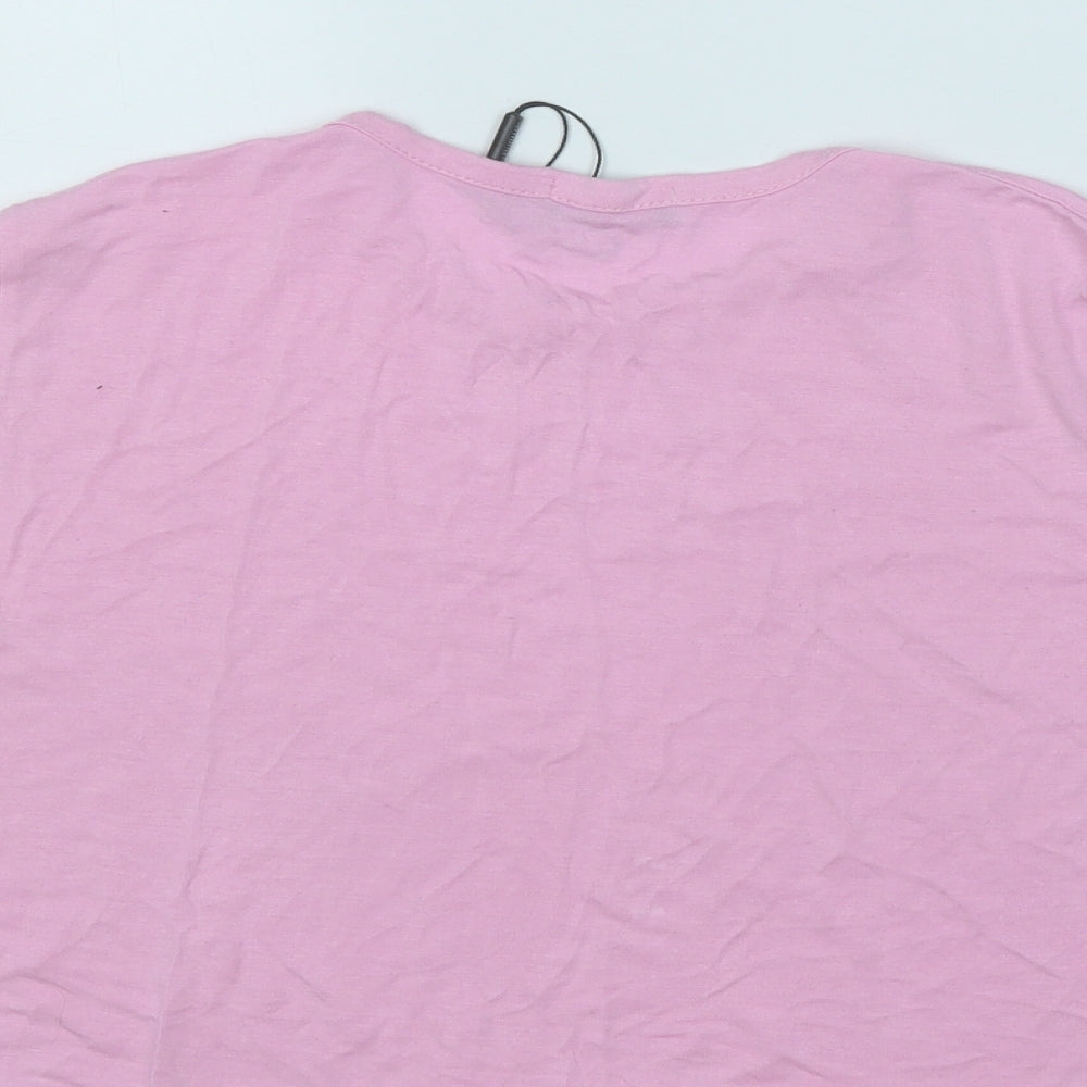 PRETTYLITTLETHING Womens Pink  Viscose Basic T-Shirt Size 8 Round Neck