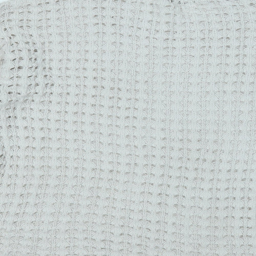 Gallery Womens White Round Neck  Cotton Pullover Jumper Size L