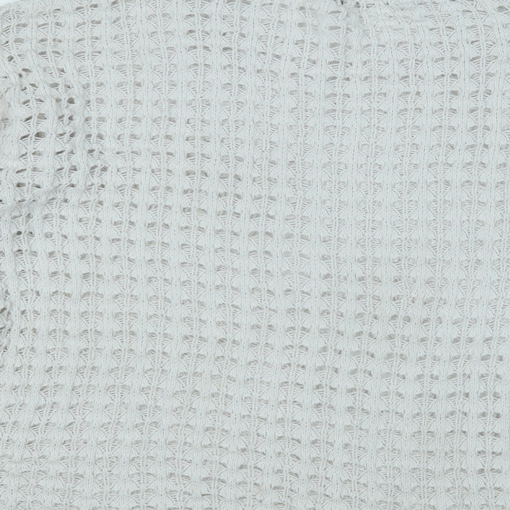 Gallery Womens White Round Neck  Cotton Pullover Jumper Size L