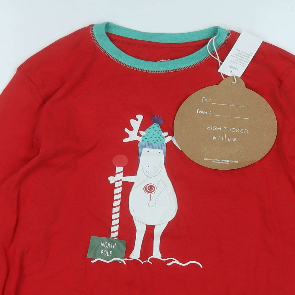 Dunnes Stores Womens Red  Cotton Basic T-Shirt Size S Round Neck