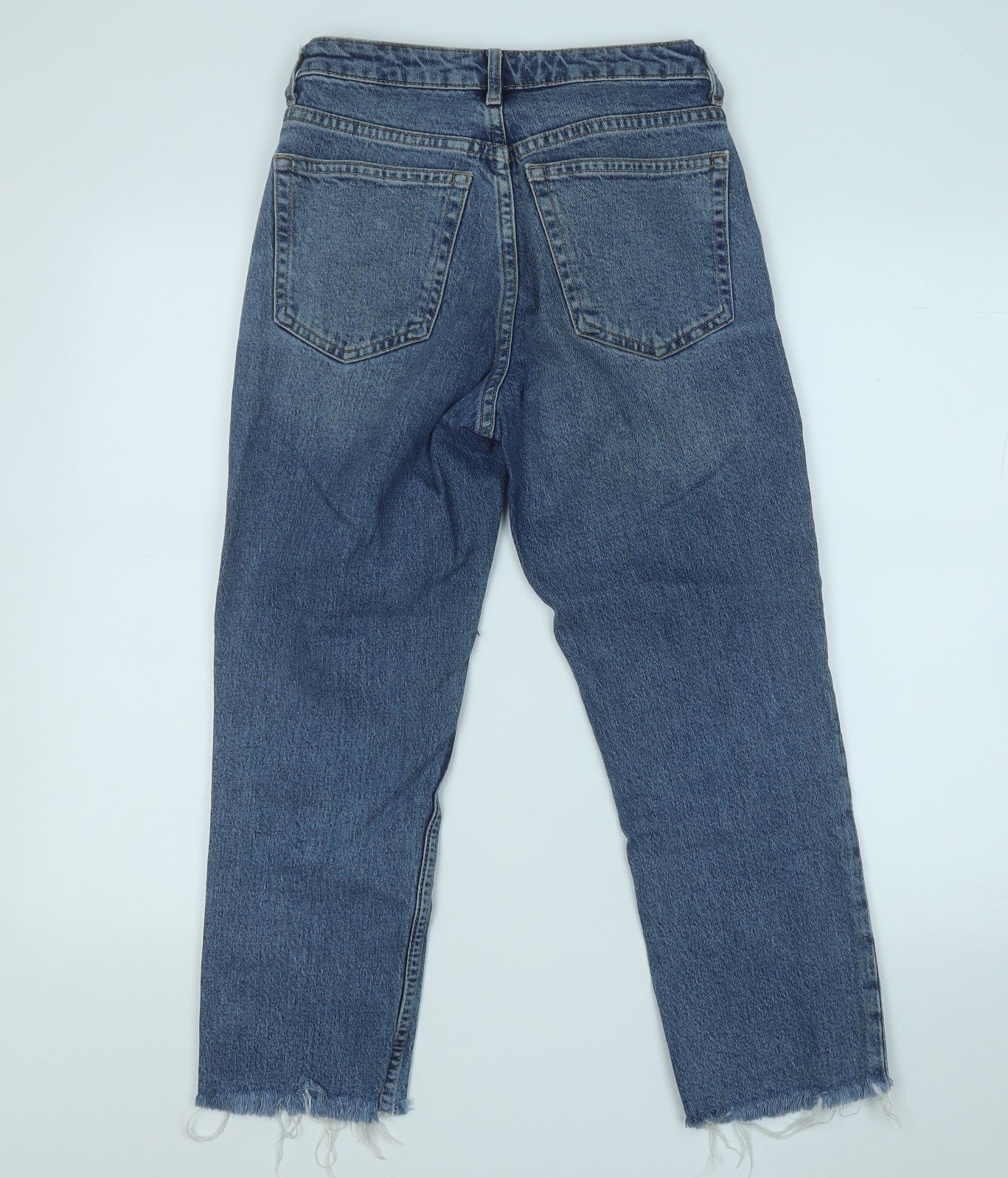 Topshop Womens Blue  Cotton Straight Jeans Size 25 in L30 in Regular