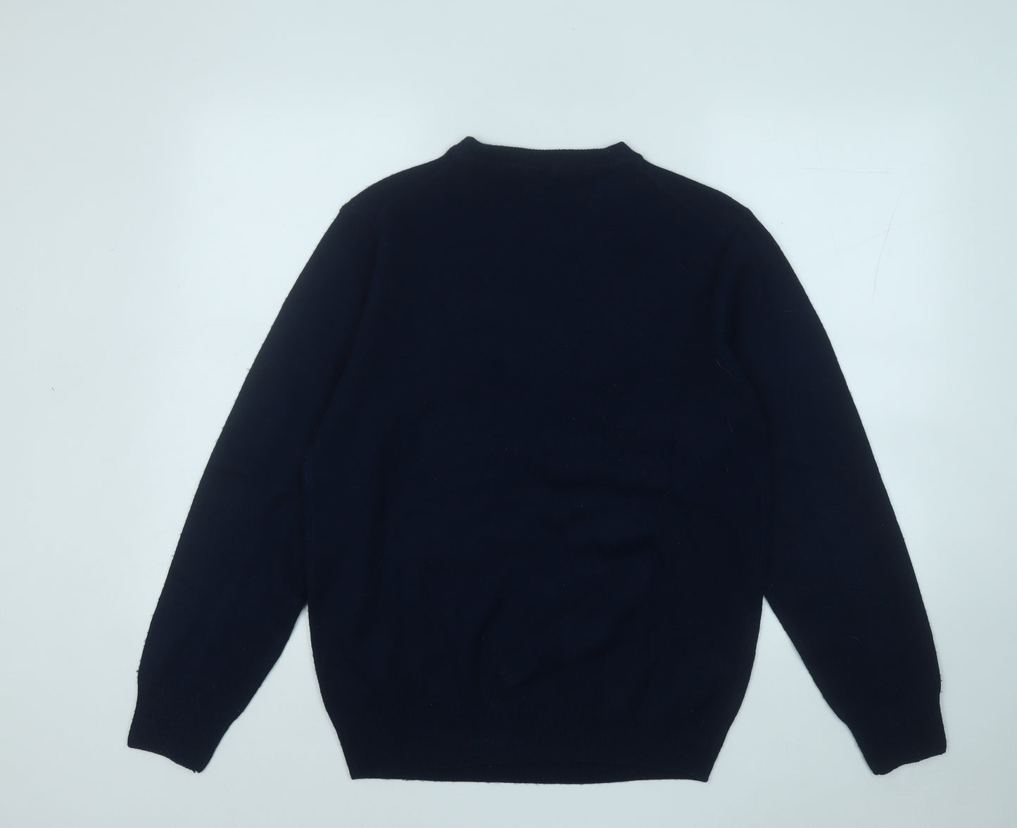 HENRY BARROWS Mens Blue Round Neck  Acrylic Pullover Jumper Size L
