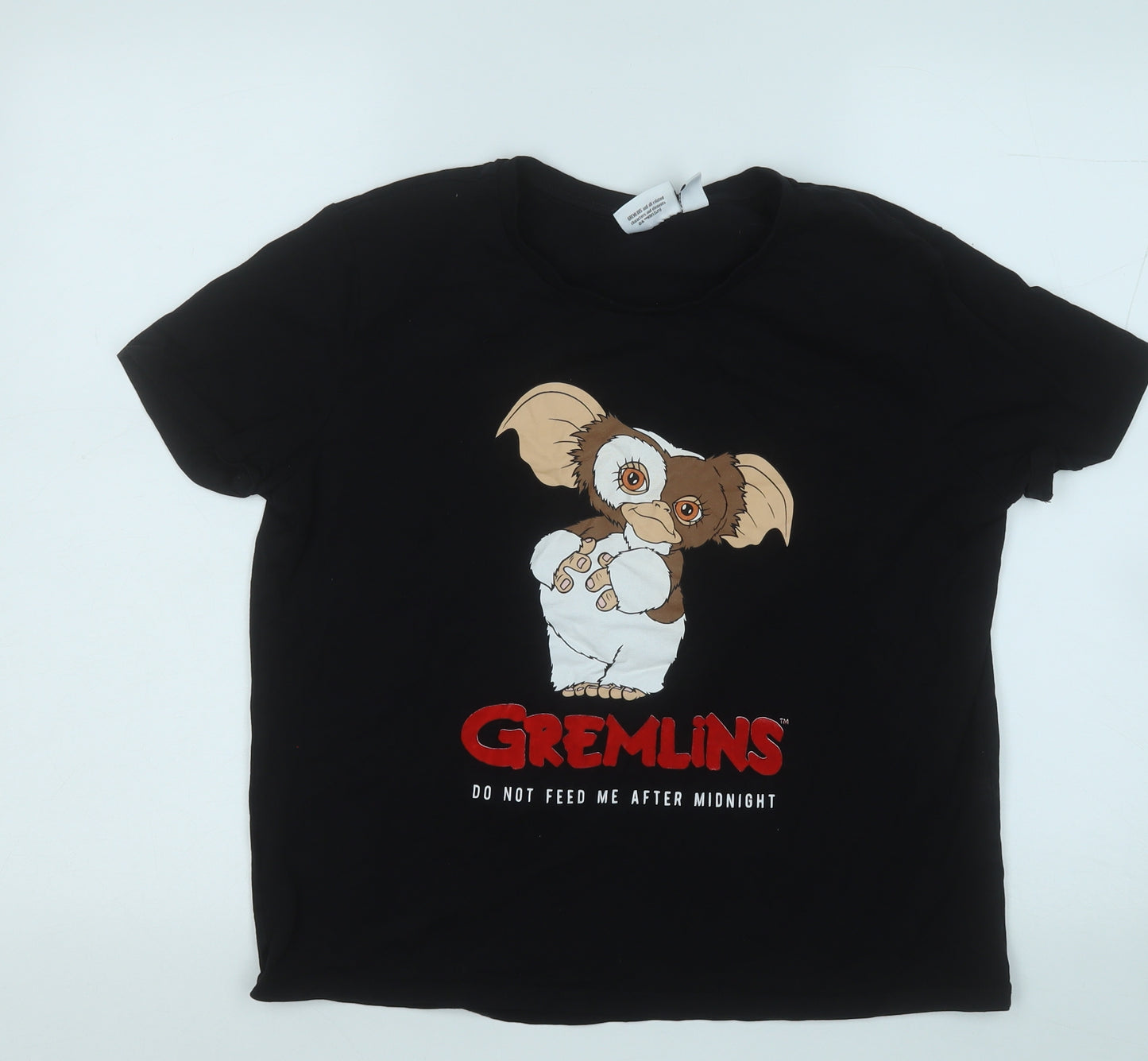 Primark Womens Black  Cotton Basic T-Shirt Size 12 Round Neck - GREMLINS