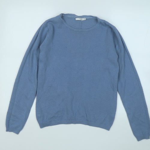 TIFFOSI Womens Blue Round Neck  Cotton Pullover Jumper Size M