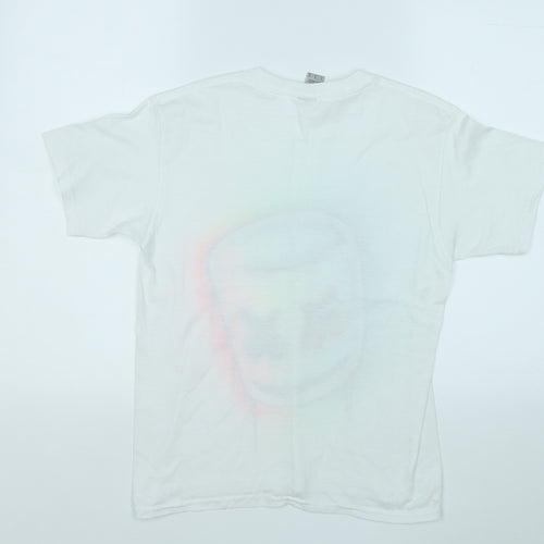 Gildan Boys White  Cotton Basic T-Shirt Size L Round Neck  - Marshmallow