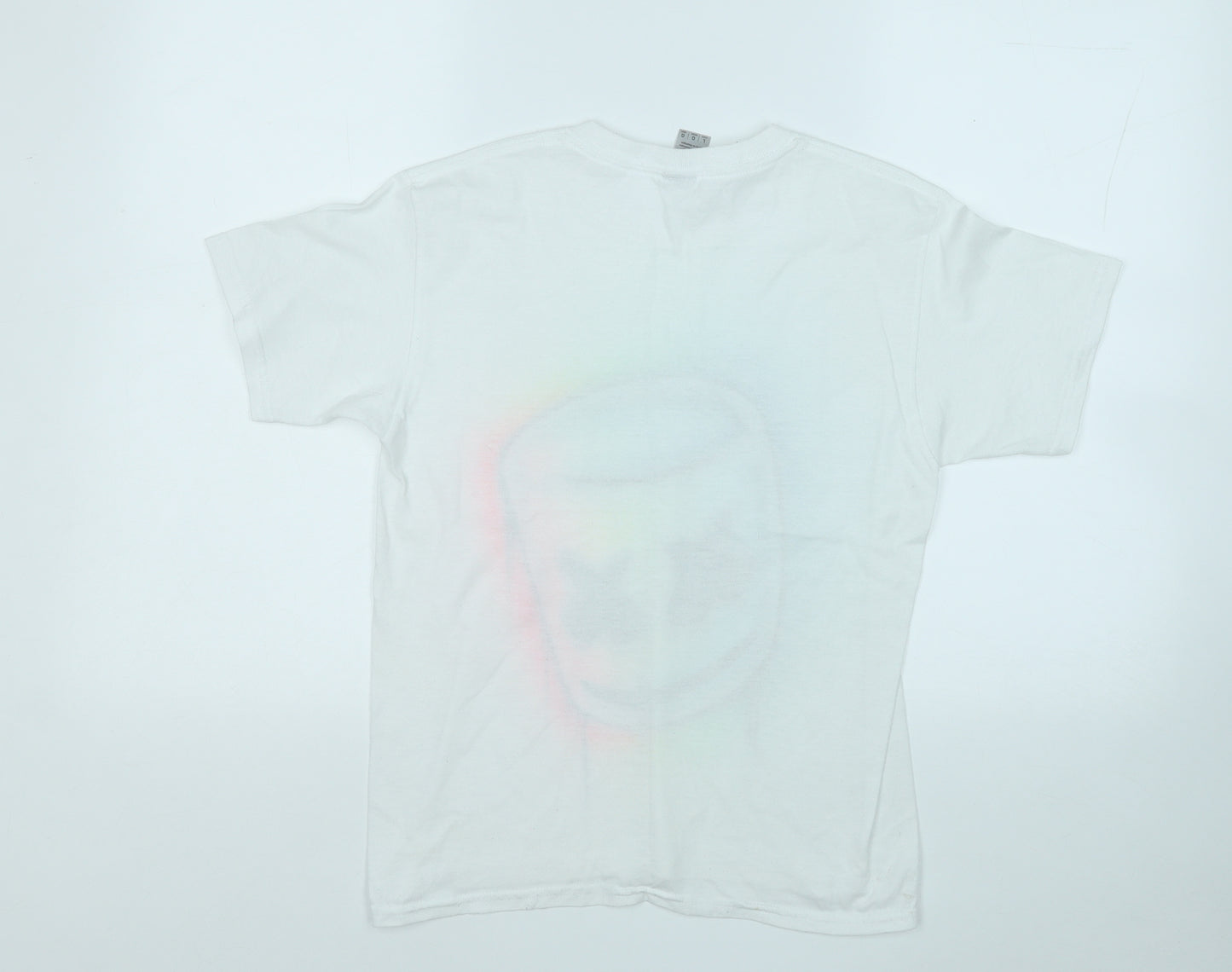 Gildan Boys White  Cotton Basic T-Shirt Size L Round Neck  - Marshmallow