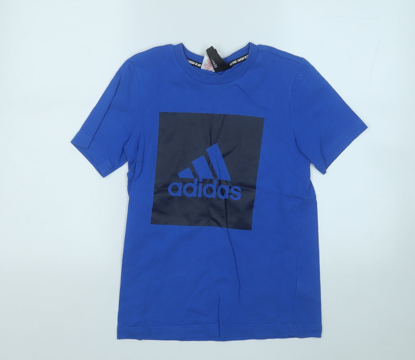 adidas Boys Blue  Cotton Basic T-Shirt Size 11-12 Years Round Neck
