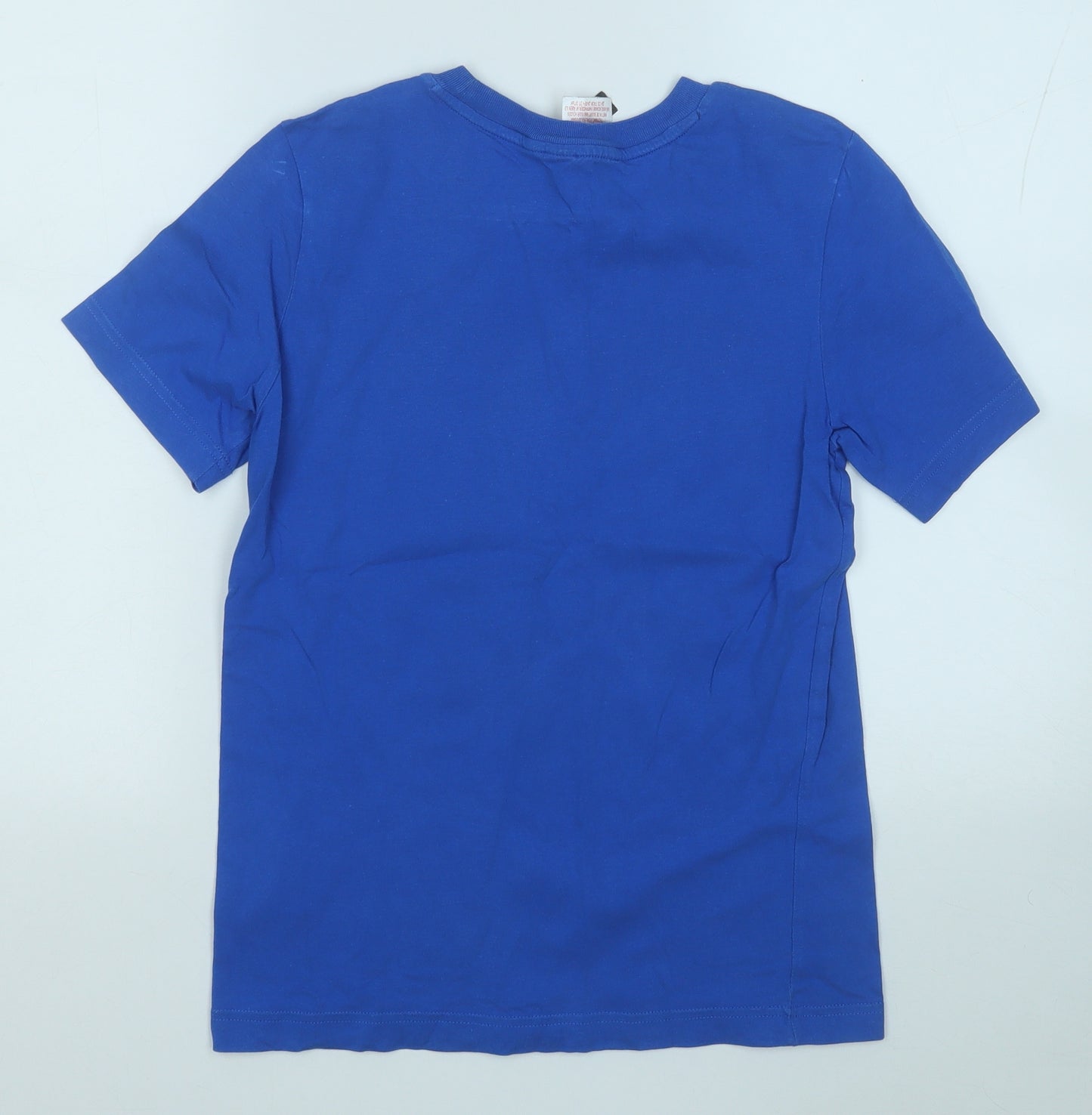 adidas Boys Blue  Cotton Basic T-Shirt Size 11-12 Years Round Neck