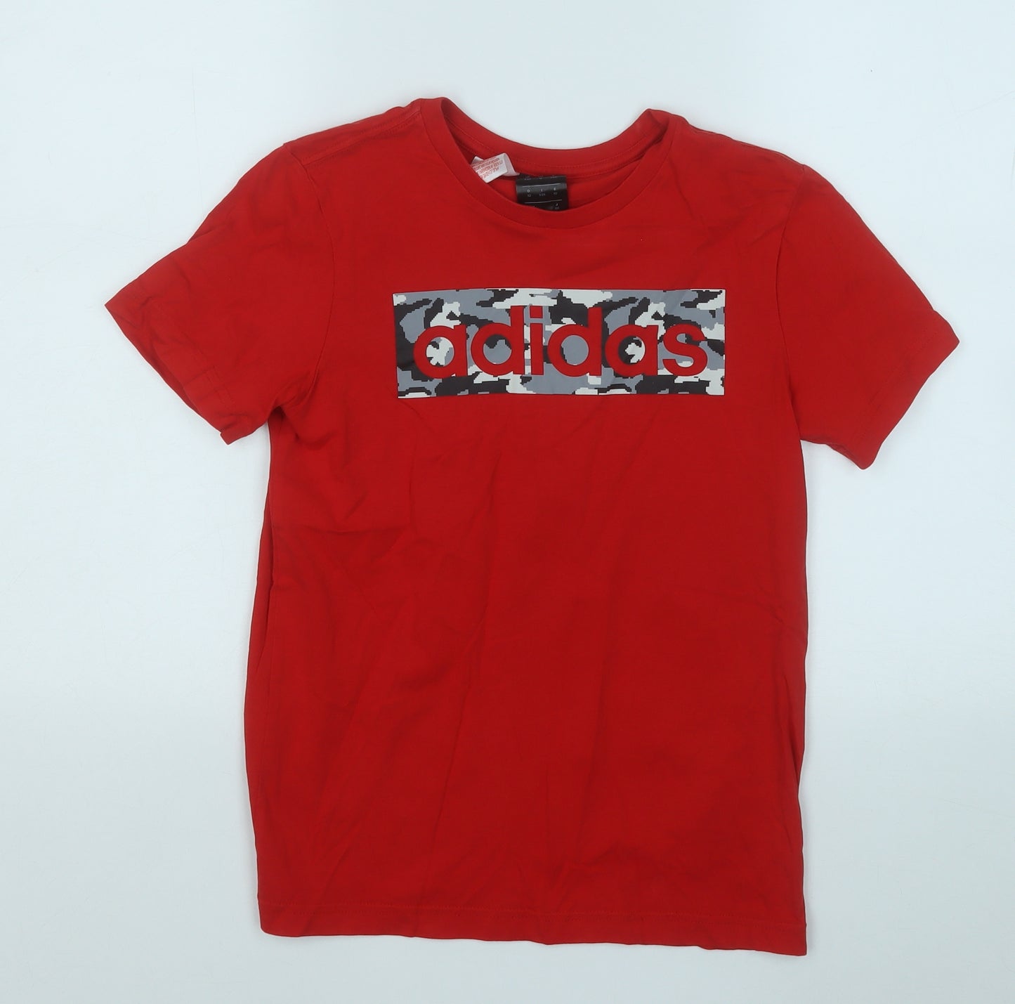adidas Boys Red  Cotton Basic T-Shirt Size 11-12 Years Round Neck