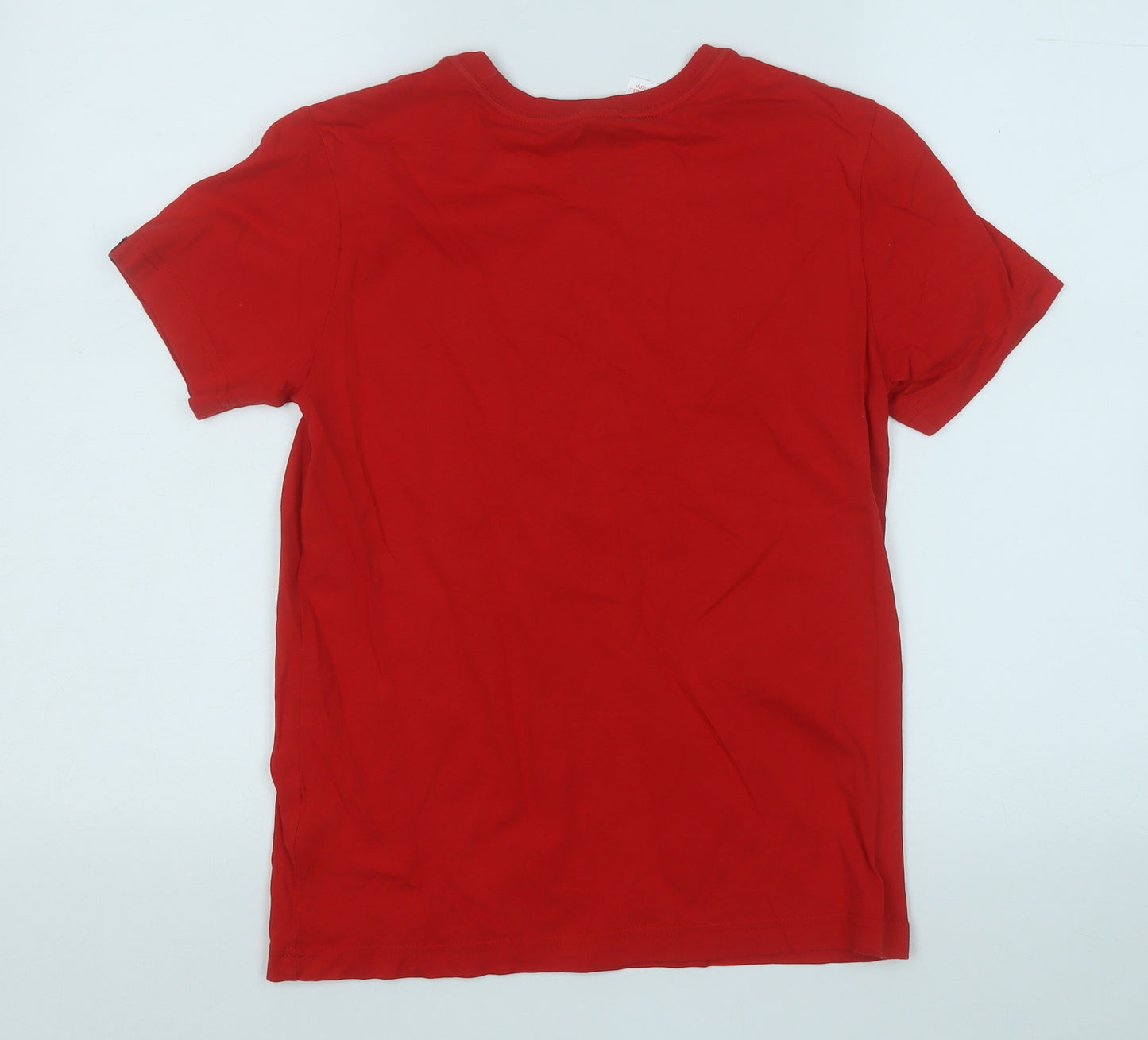 adidas Boys Red  Cotton Basic T-Shirt Size 11-12 Years Round Neck