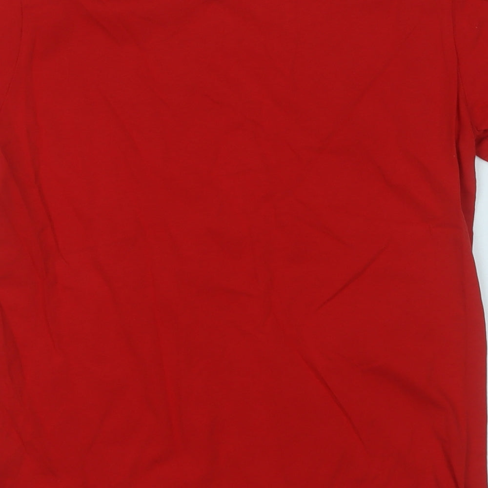 adidas Boys Red  Cotton Basic T-Shirt Size 11-12 Years Round Neck