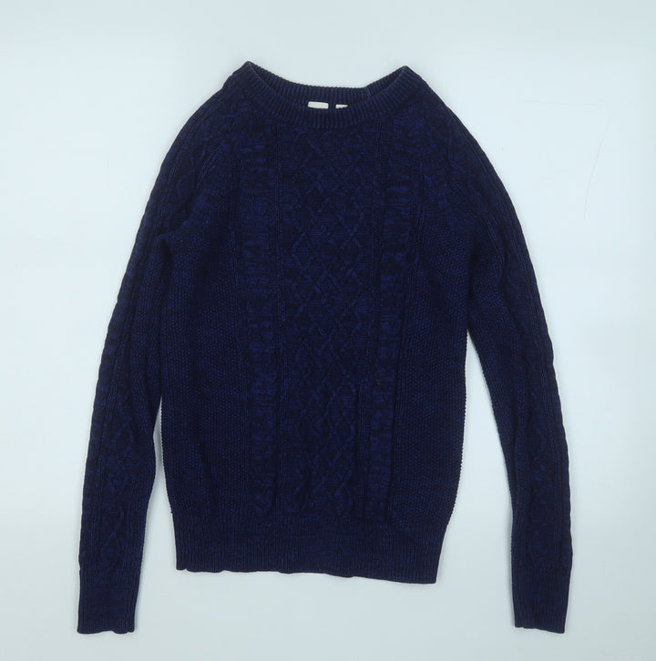 Gap Womens Blue Round Neck Cotton Pullover Jumper Size XS