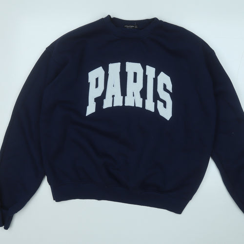 Stradivarius Womens Blue  Polyester Pullover Sweatshirt Size S   - Paris