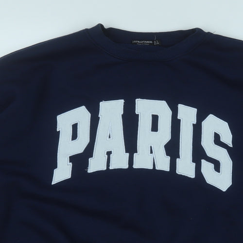 Stradivarius Womens Blue  Polyester Pullover Sweatshirt Size S   - Paris