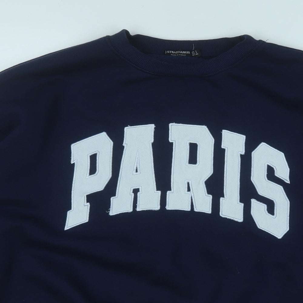 Stradivarius Womens Blue  Polyester Pullover Sweatshirt Size S   - Paris