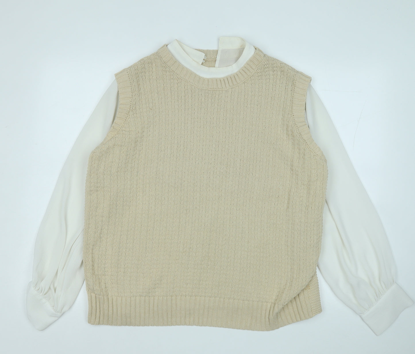 NEXT Womens Beige Round Neck  Cotton Pullover Jumper Size L